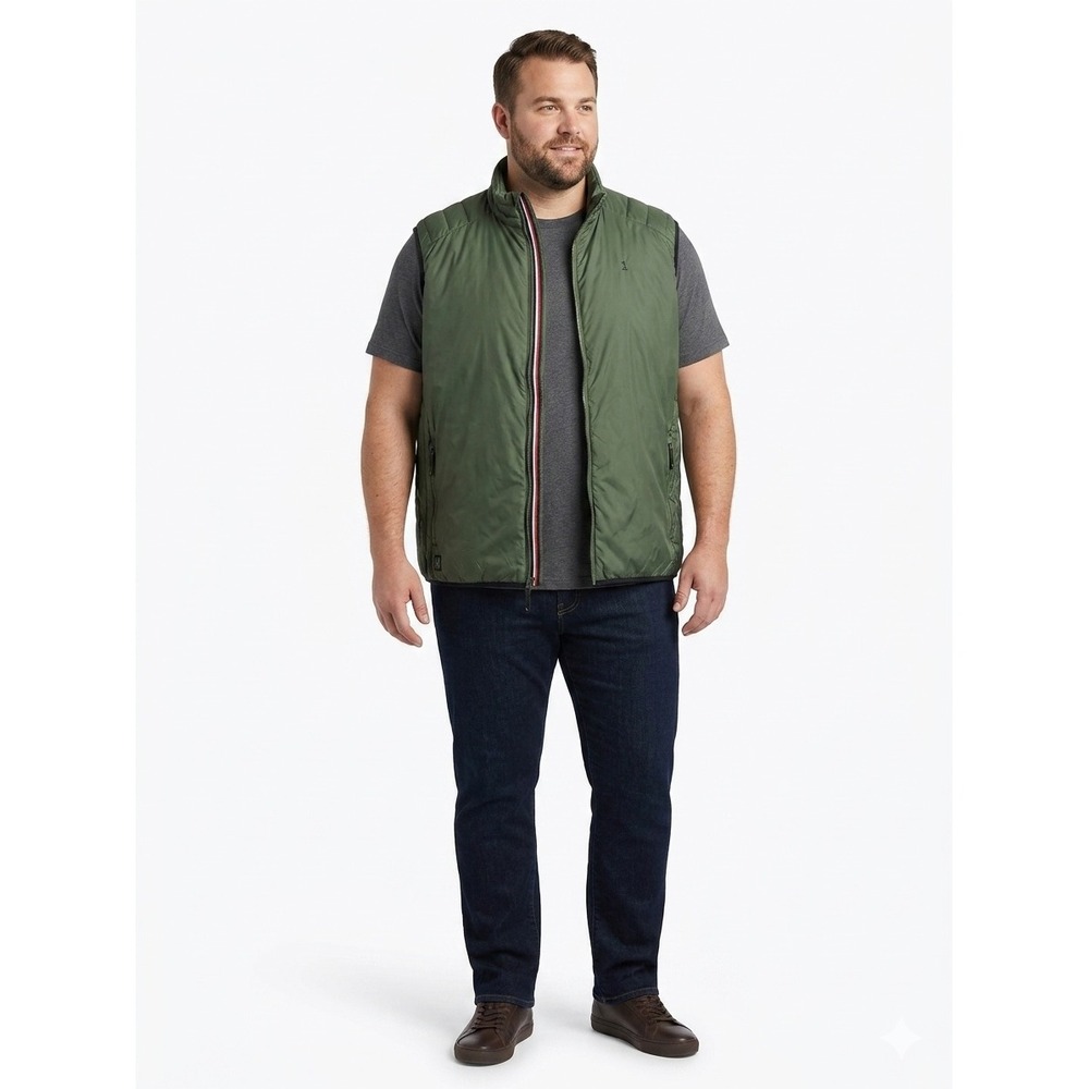 North 56°4 Mens Puffer Vest Olive Green Full Zip Quilted Sleeveless Jacket 3XL